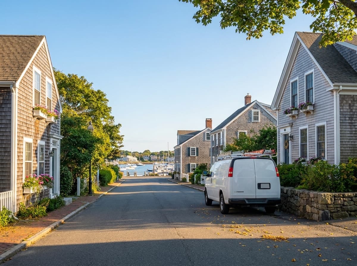 Coastal New England neighborhood in the Scituate service area
